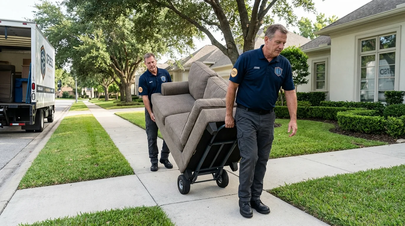 Local residential moving crew loading furniture in Chester, PA